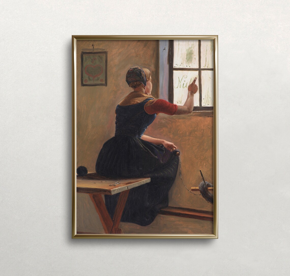 Vintage Woman Portrait Art Print, Antique Moody Decor