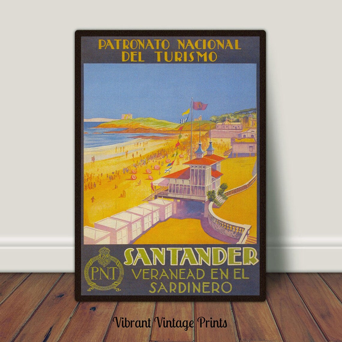 Santander Spain Vintage Beach Travel Art Print