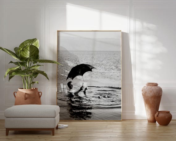 Reading In The Dead Sea Black And White Art Vintage Wall Art Man Reading Book Old Photo Funny Art Wall Art