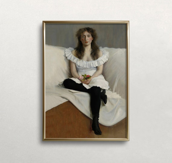 Woman Portrait Vintage Wall Art Dark Moody Colors Moody Woman Portrait Vintage Woman Art Wall Art 486
