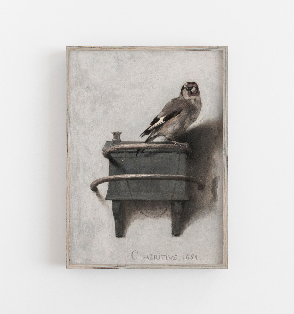The Goldfinch Vintage Farmhouse Art Print, Muted Neutrals
