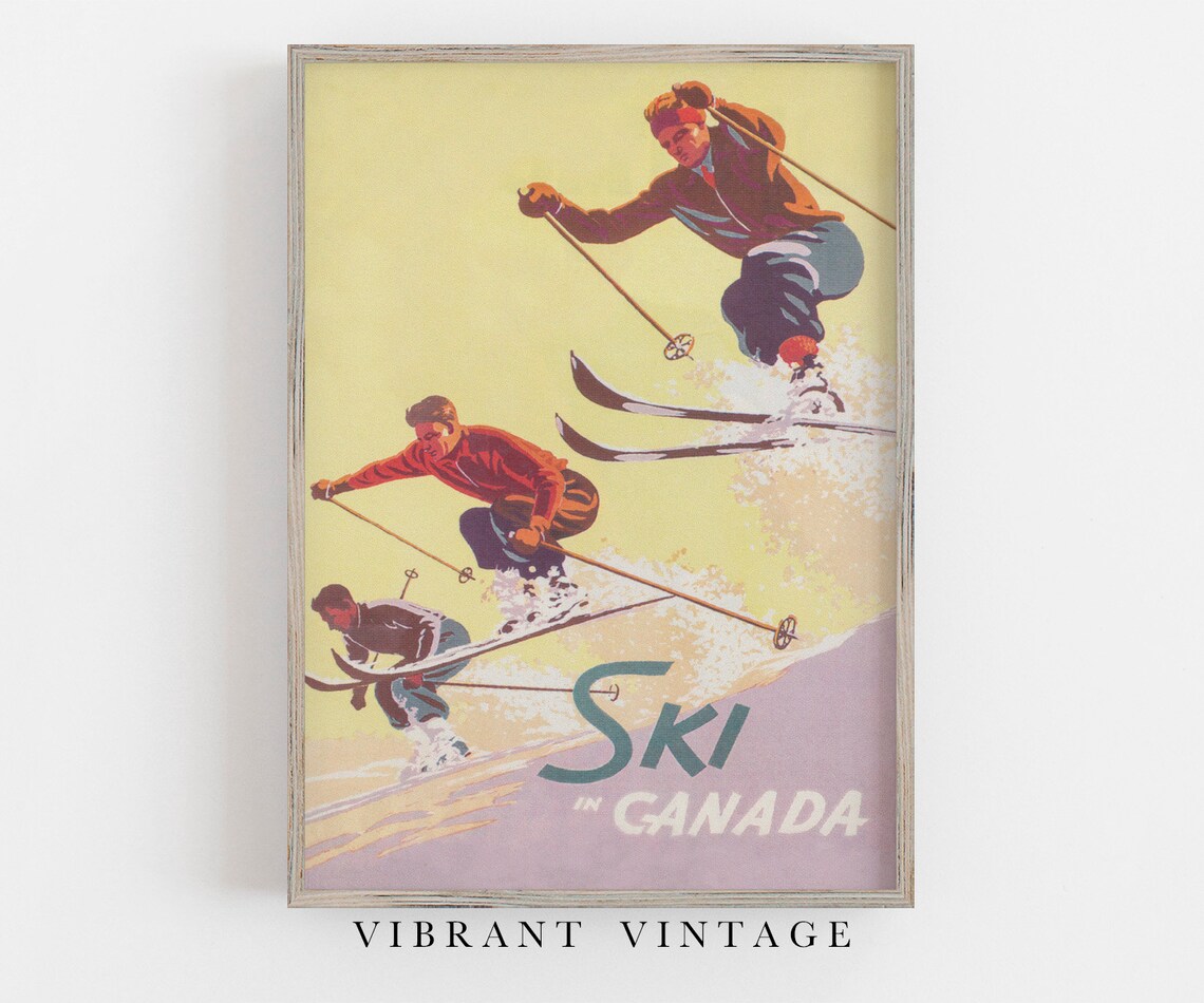 Canada Vintage Ski Poster, Winter Travel Art
