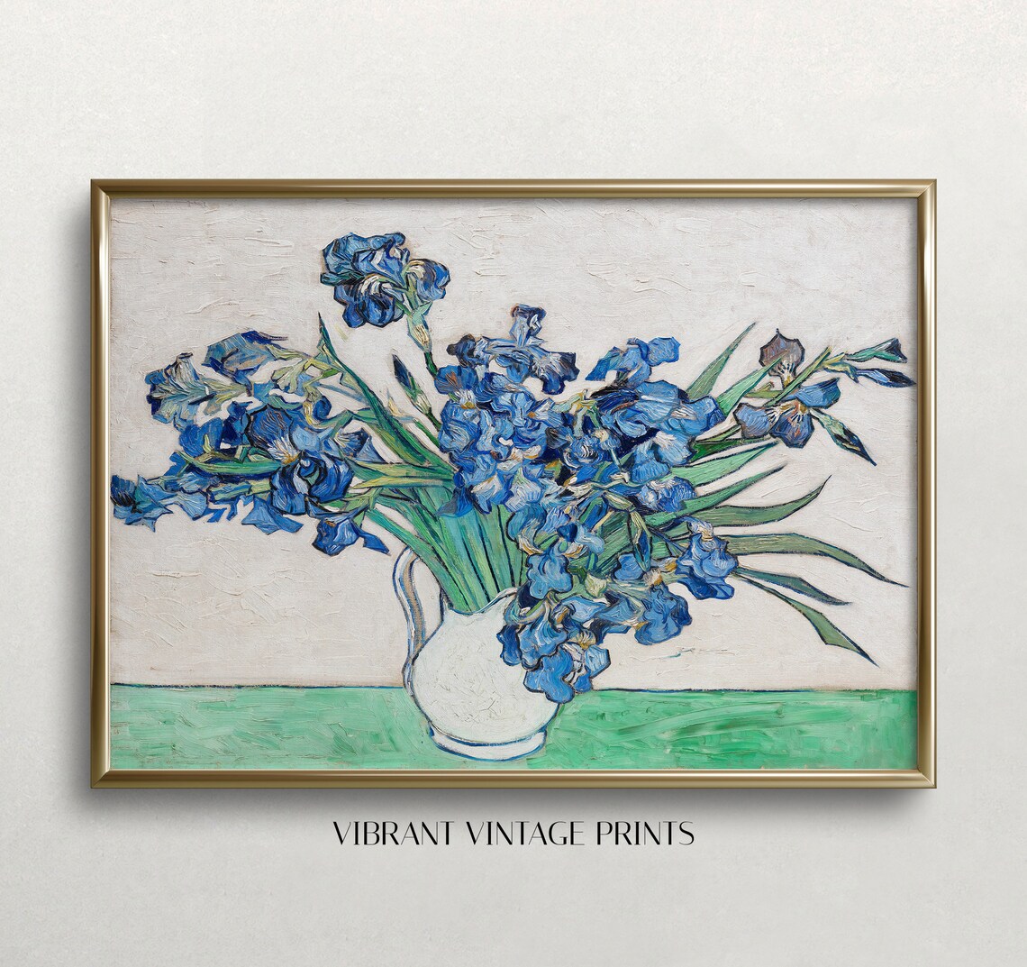 Irises, Van Gogh-Inspired Vintage Floral Art Print