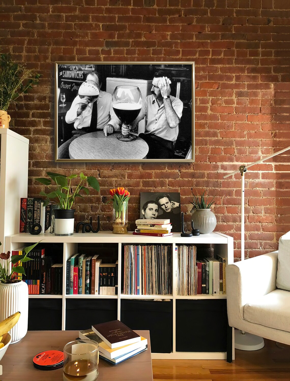 Men Drinking Beer Black and White Vintage Art Print - Image 3