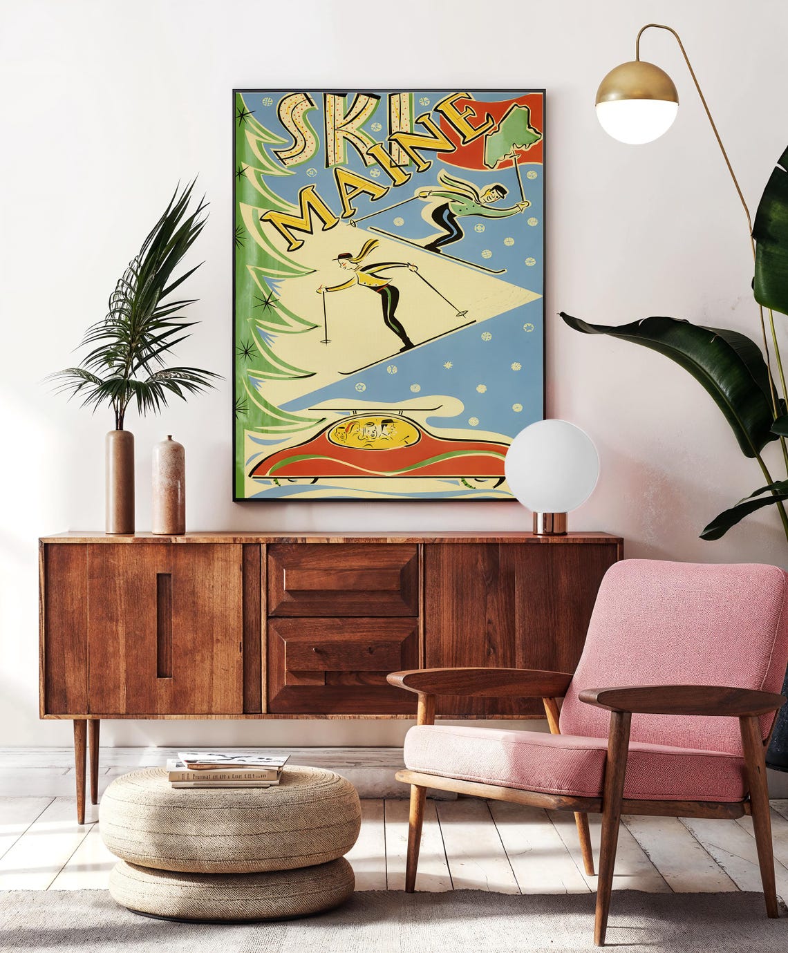 Ski Maine Retro Winter Travel Ad Vintage Skiing Scene Poster - Image 3