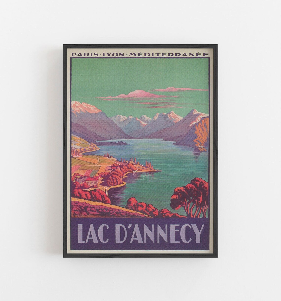 Lake Annecy France Vintage Travel Poster Art Print
