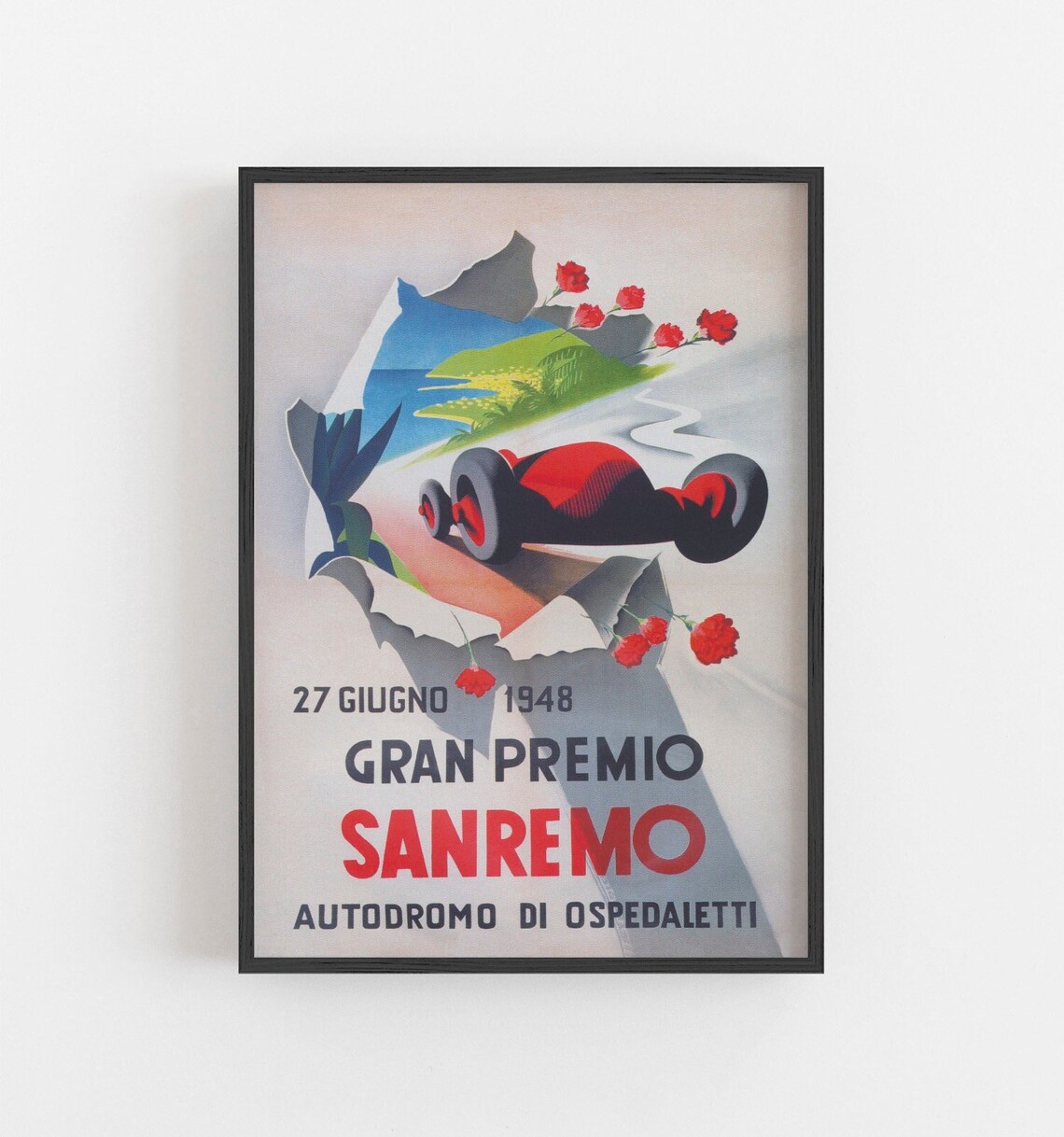 Sanremo Italy Car Race Vintage Travel Poster