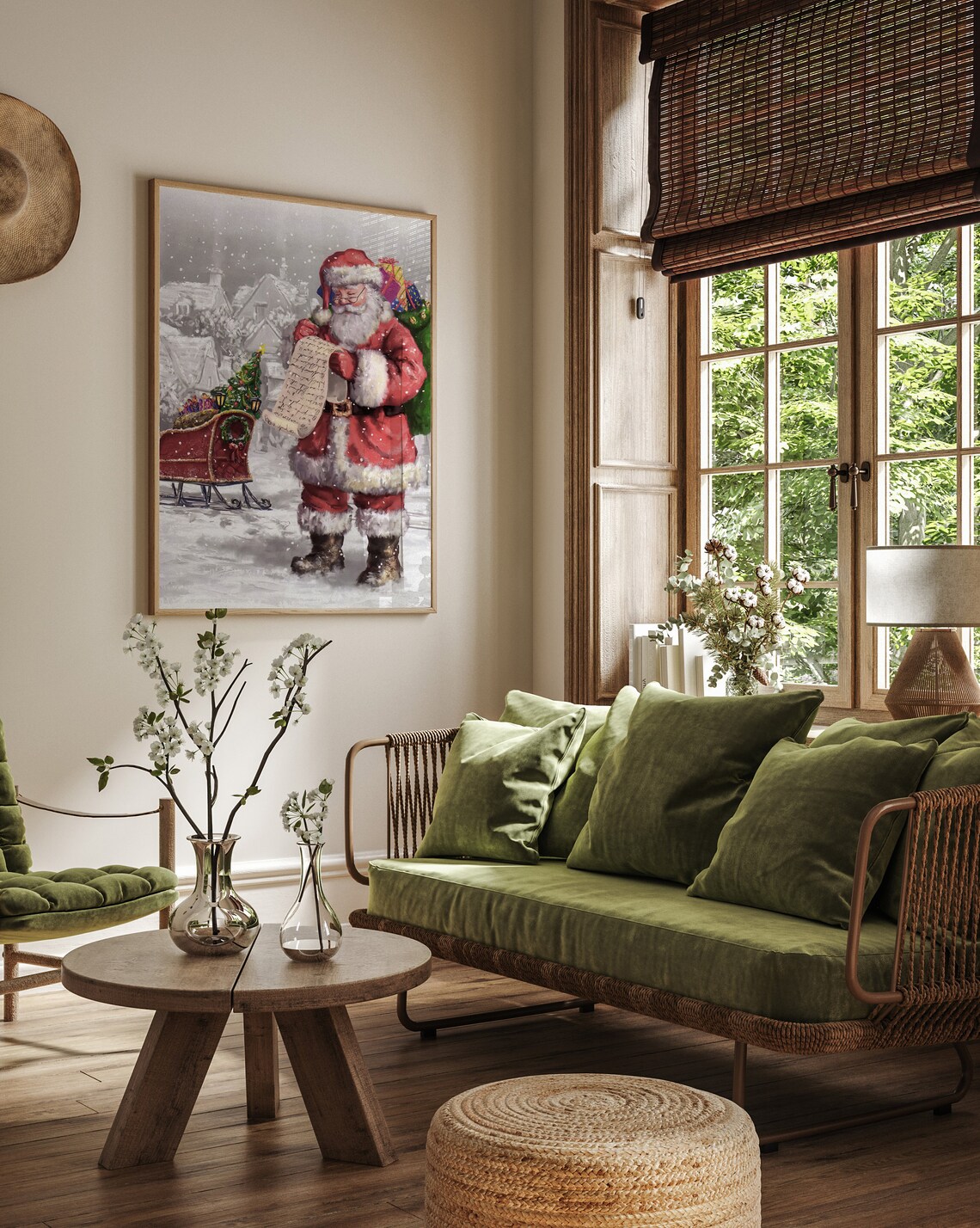 Vintage Santa Claus Christmas Wall Art, Holiday Decor - Image 3