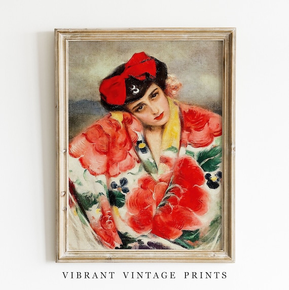 Vintage Woman Portrait Art Print, Fashion Portrait