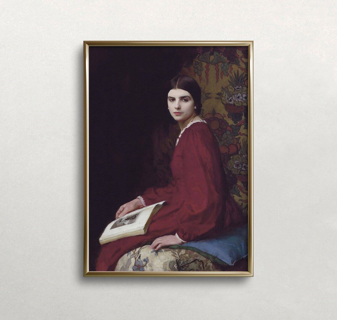 Vintage Woman Portrait, Dark Academia Decor