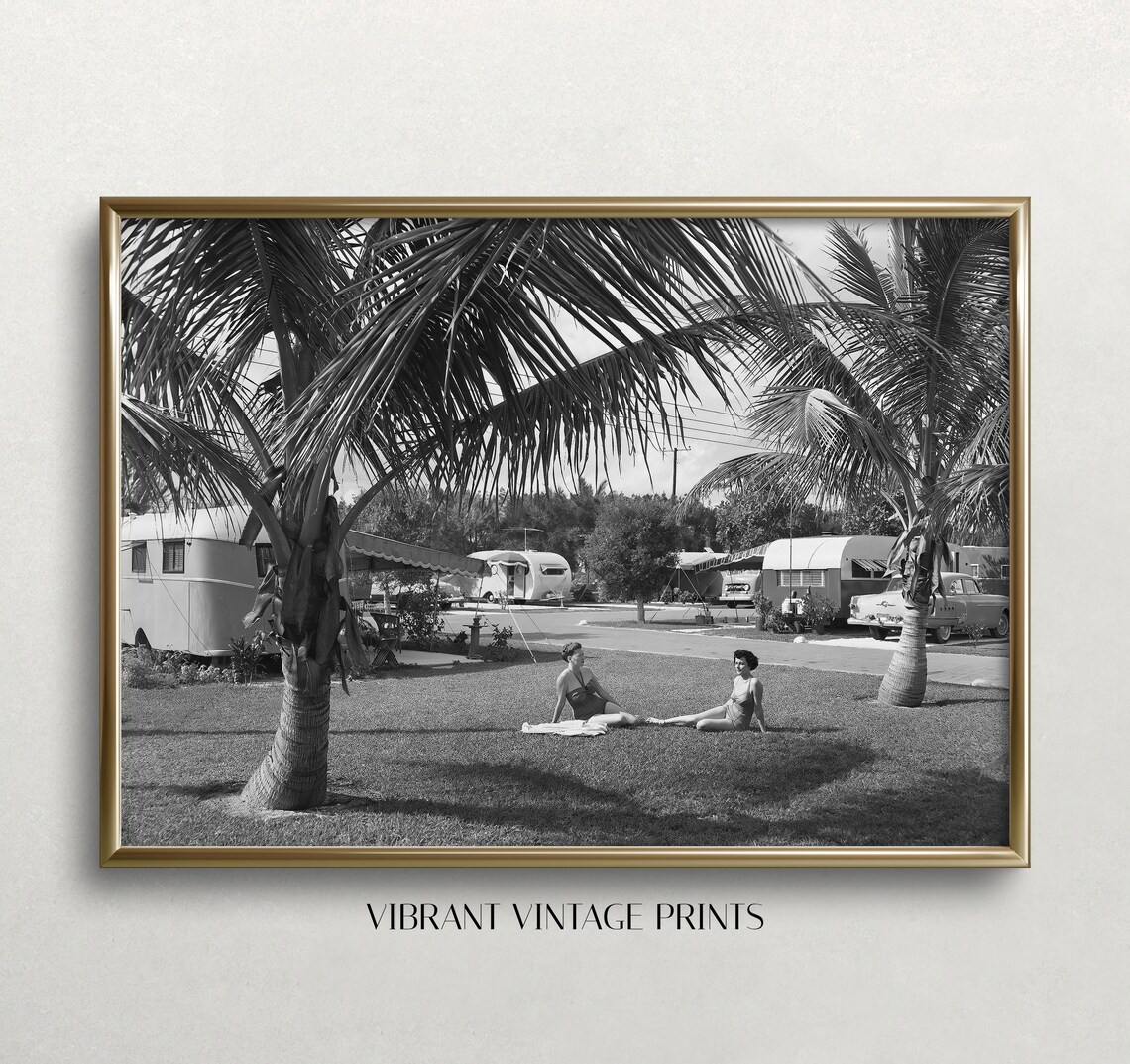 Sunbathing In Trailer Park, Vintage Florida Art Print