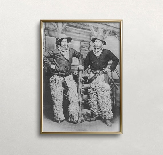 Cowboy Wall Art Black And White Art Vintage Wall Art Western Aesthetic Cowboys With Chaps Old Photo Wall Art