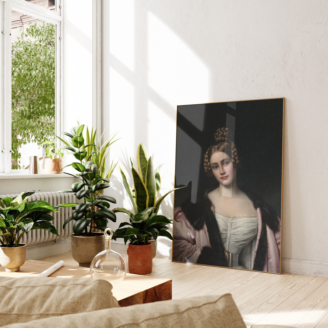 Young Woman in Pink Satin Cloak Oil Portrait Dark Background Poster - Image 4