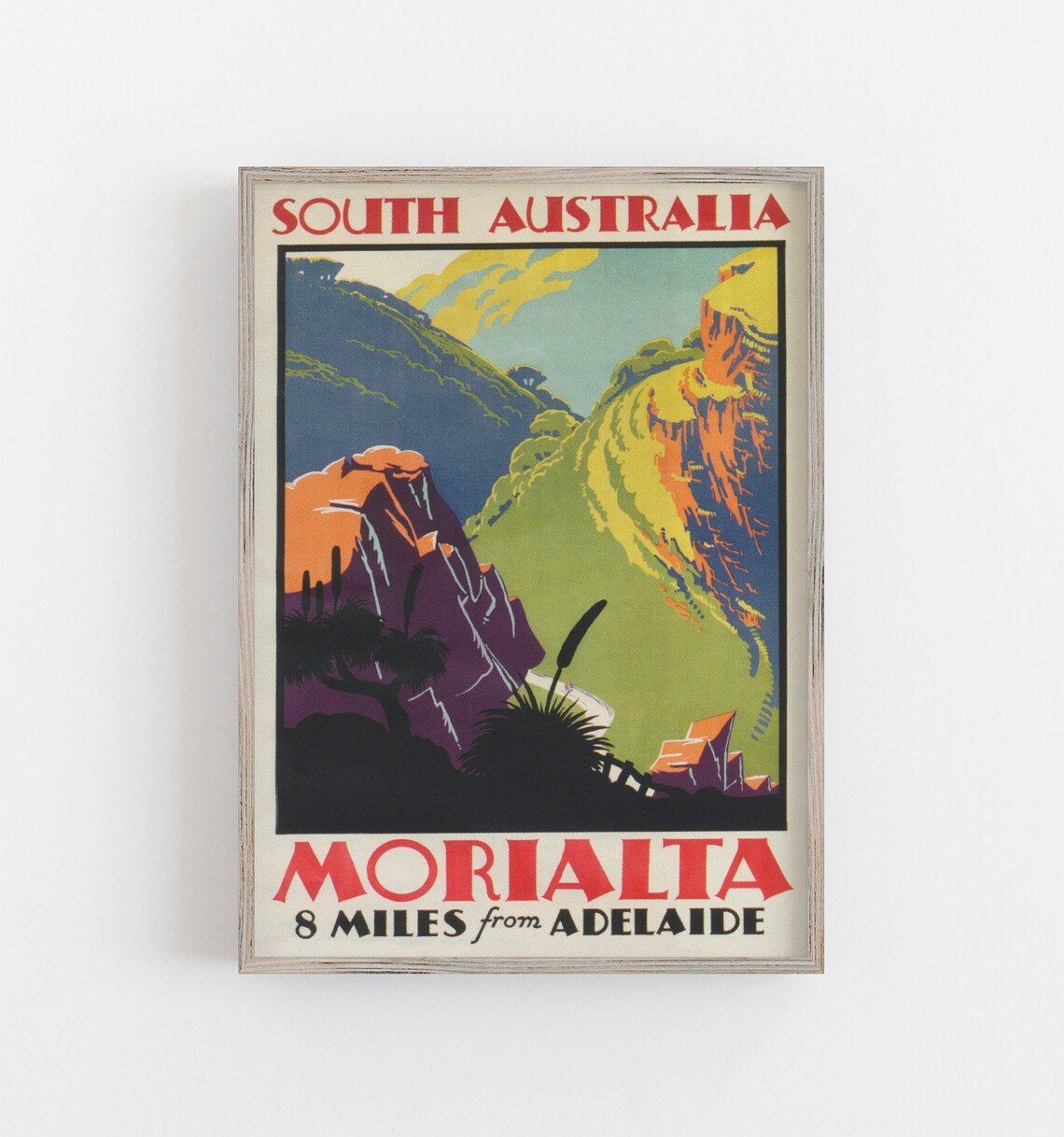 Morialta Australia Vintage Travel Poster, Retro Art Print