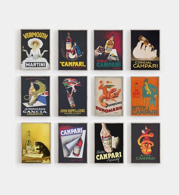 Bar Cart Art Gallery Wall Art Vintage Wall Art Beverage Prints Bar Wall Decor Vintage Poster Art Wall Art