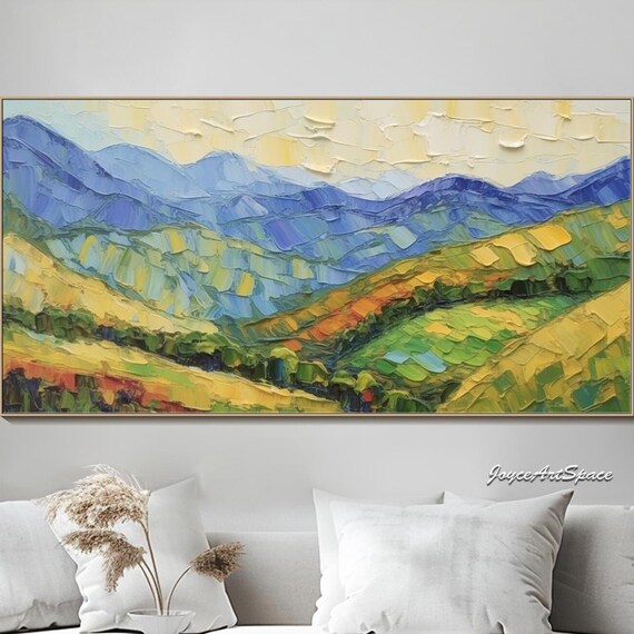Abstract Landscape Oil Painting On Large 3d Mountain Wall Art Nature Inspired Artwork Green Wall Decor Morden Bobo Textured Wall Art