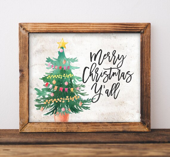 Christmas Merry Yall Holiday Home Decor Art Print