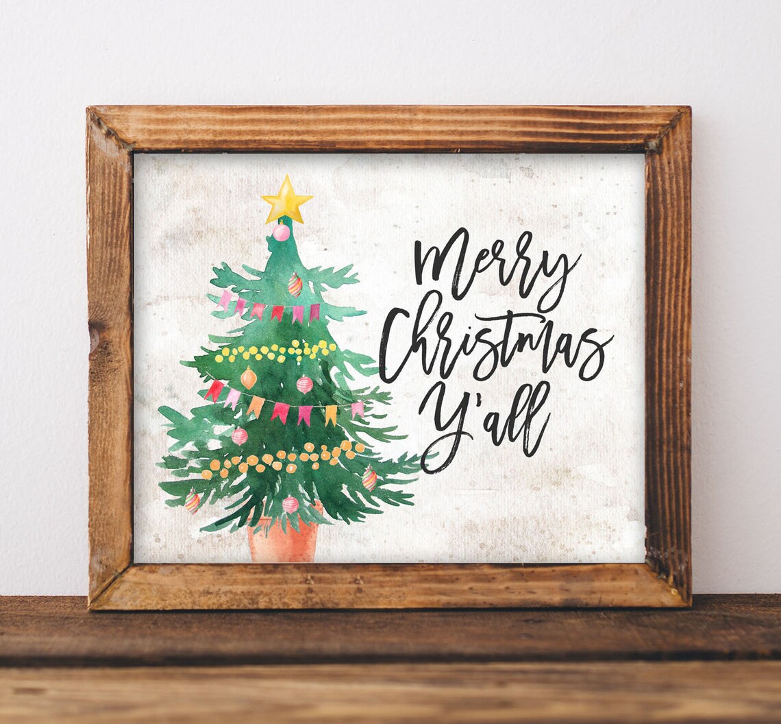 Christmas Merry Yall Holiday Home Decor Art Print