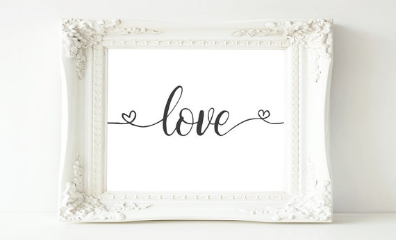 Love Quote Heart Home Decor Typography Art Print
