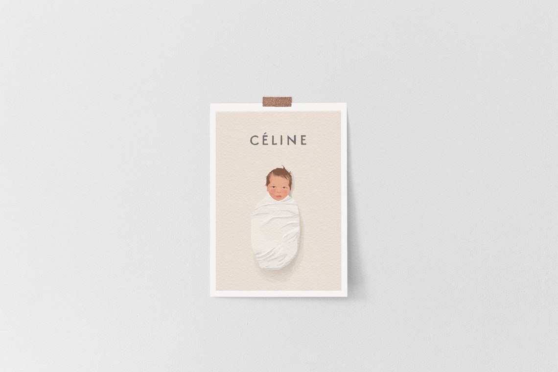 Personalized Baby Name Portrait With Swaddled Newborn Poster - Image 4
