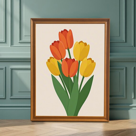 Minimalist Tulip Bouquet Wall Art Print