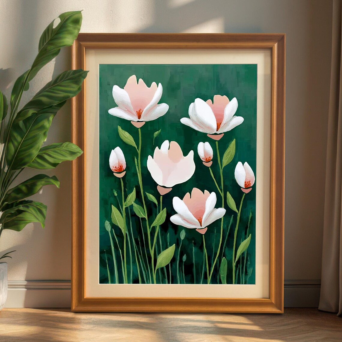 Soft Pink White Flower Painting Art Print