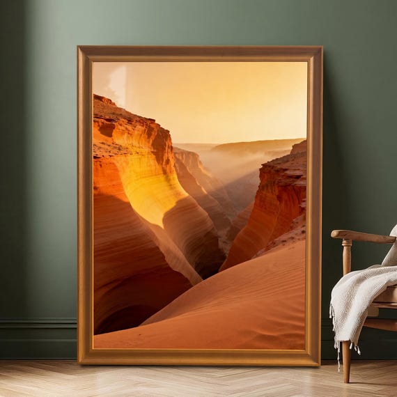 Desert Canyon Landscape Wall Art Print Wood Framed Poster