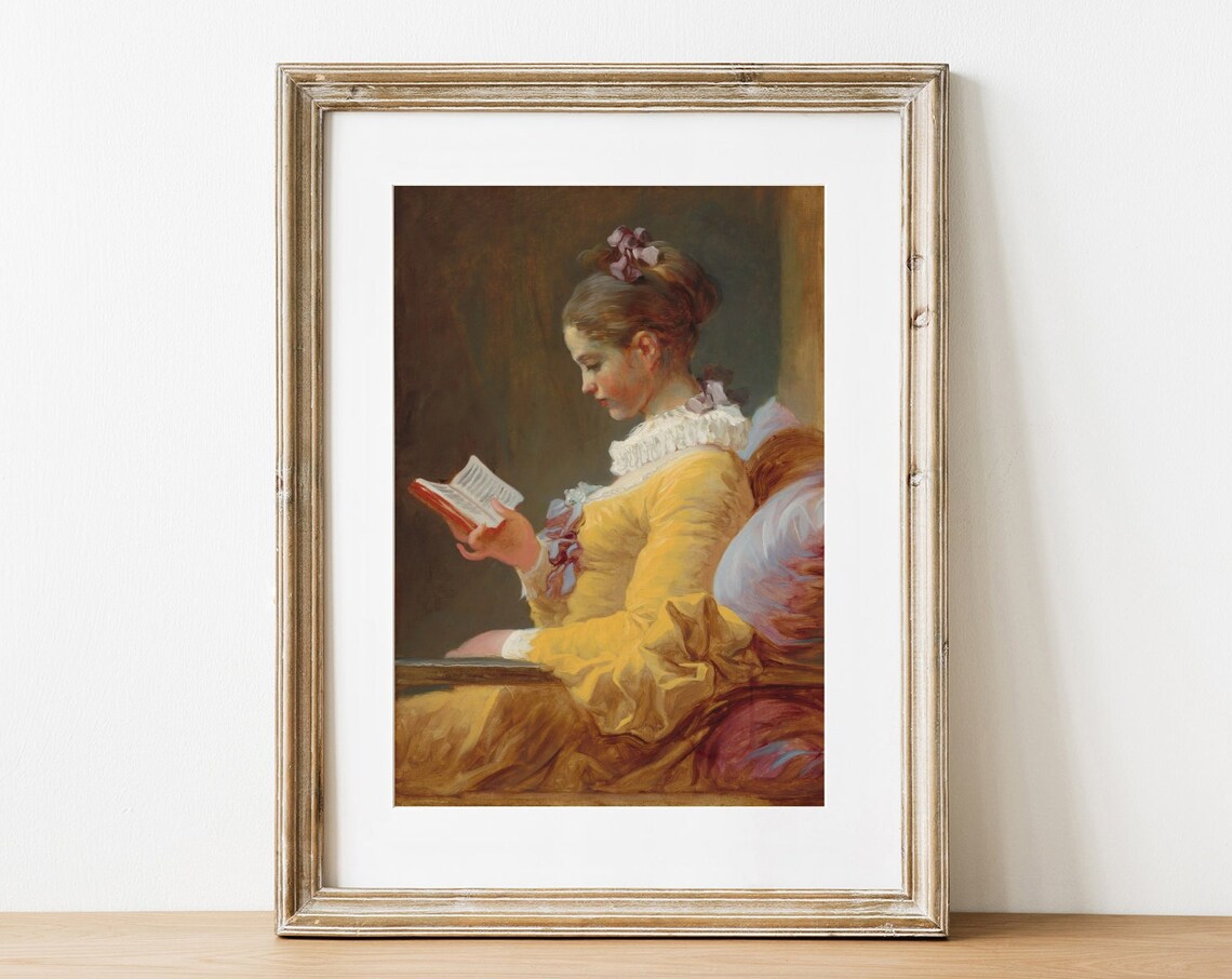 Fragonard Young Girl Reading Vintage Oil Painting Wall Art Gift - Image 4