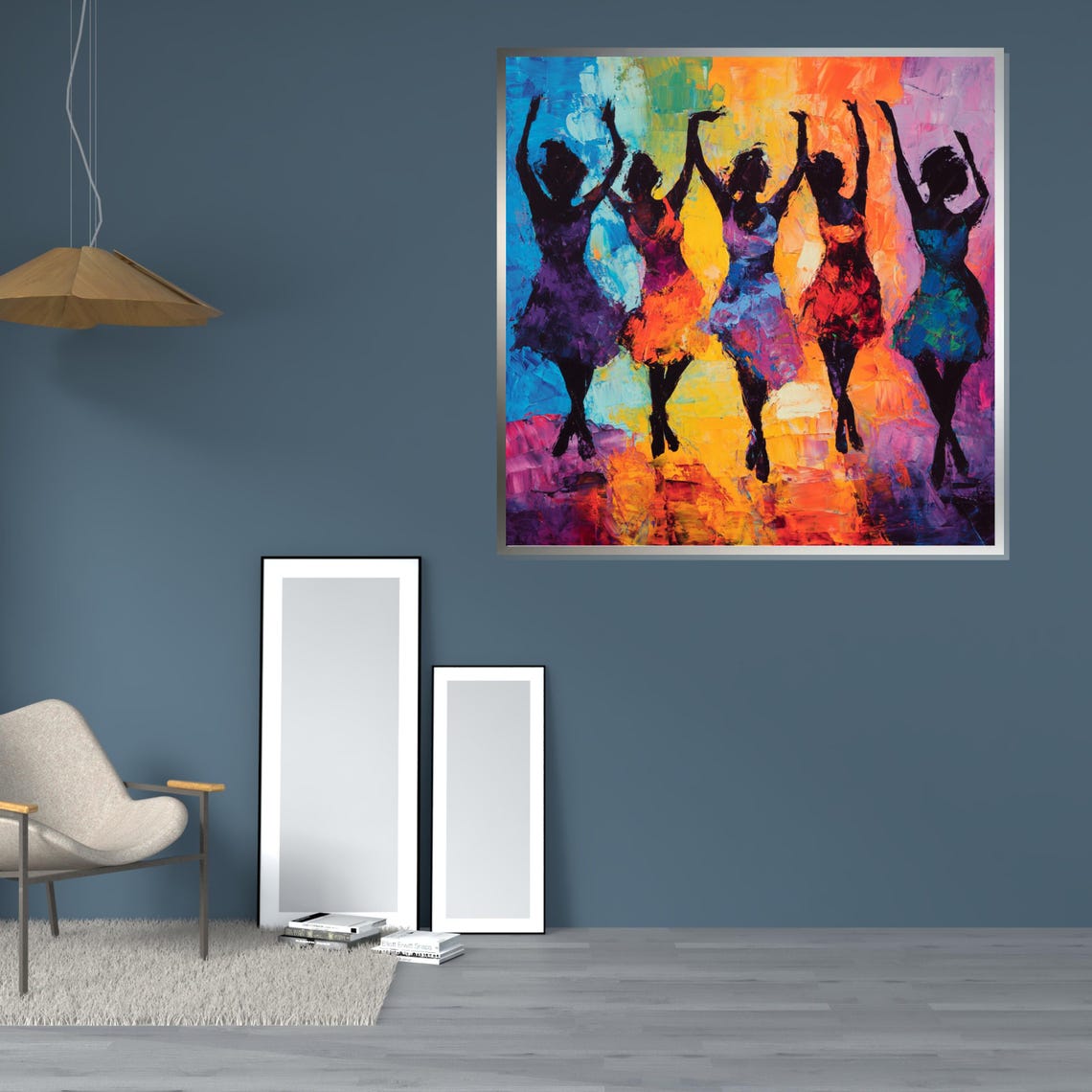 Joyful Dancers Rainbow Colorful Silhouette Celebration Poster - Image 4