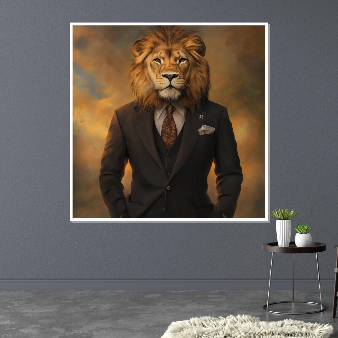 Lion Head In A Business Suit Classy Gentleman Animal Portrait Poster - Image 5
