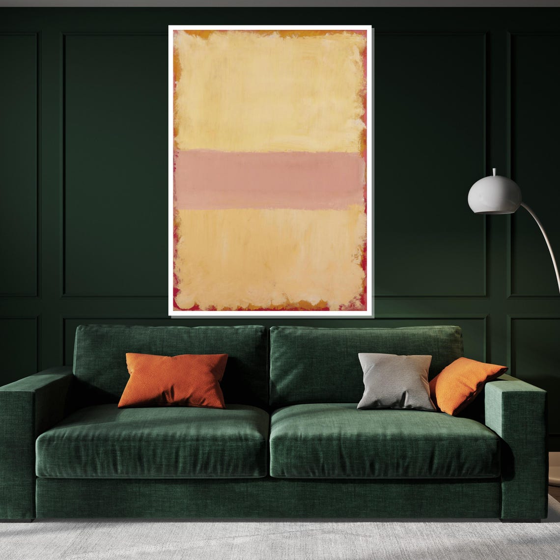 Soft Yellow Rose and Cream Color Field Abstract Modern Art Poster - Image 3