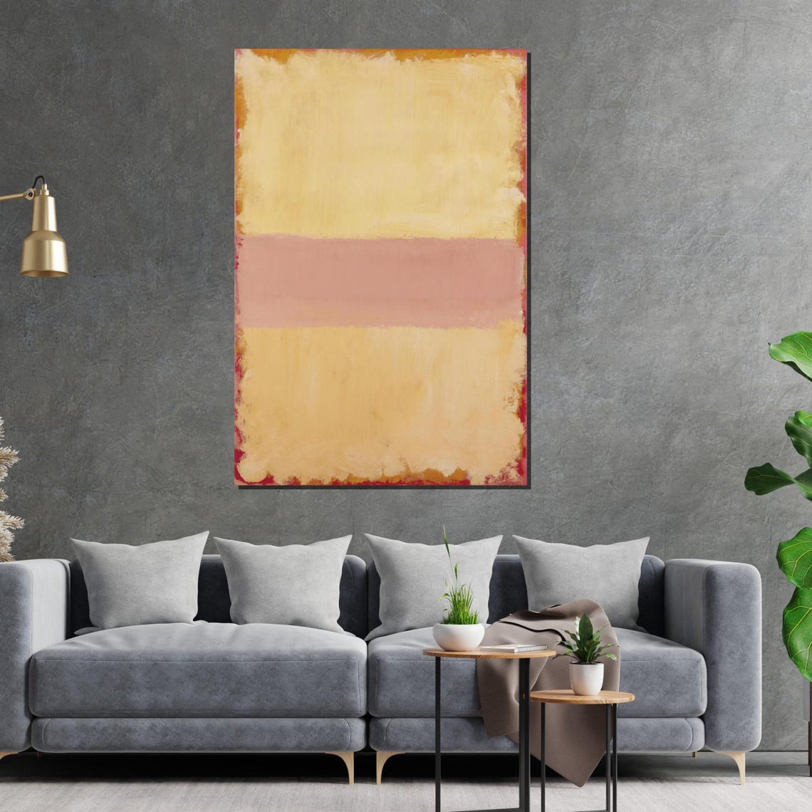 Soft Yellow Rose and Cream Color Field Abstract Modern Art Poster - Image 2