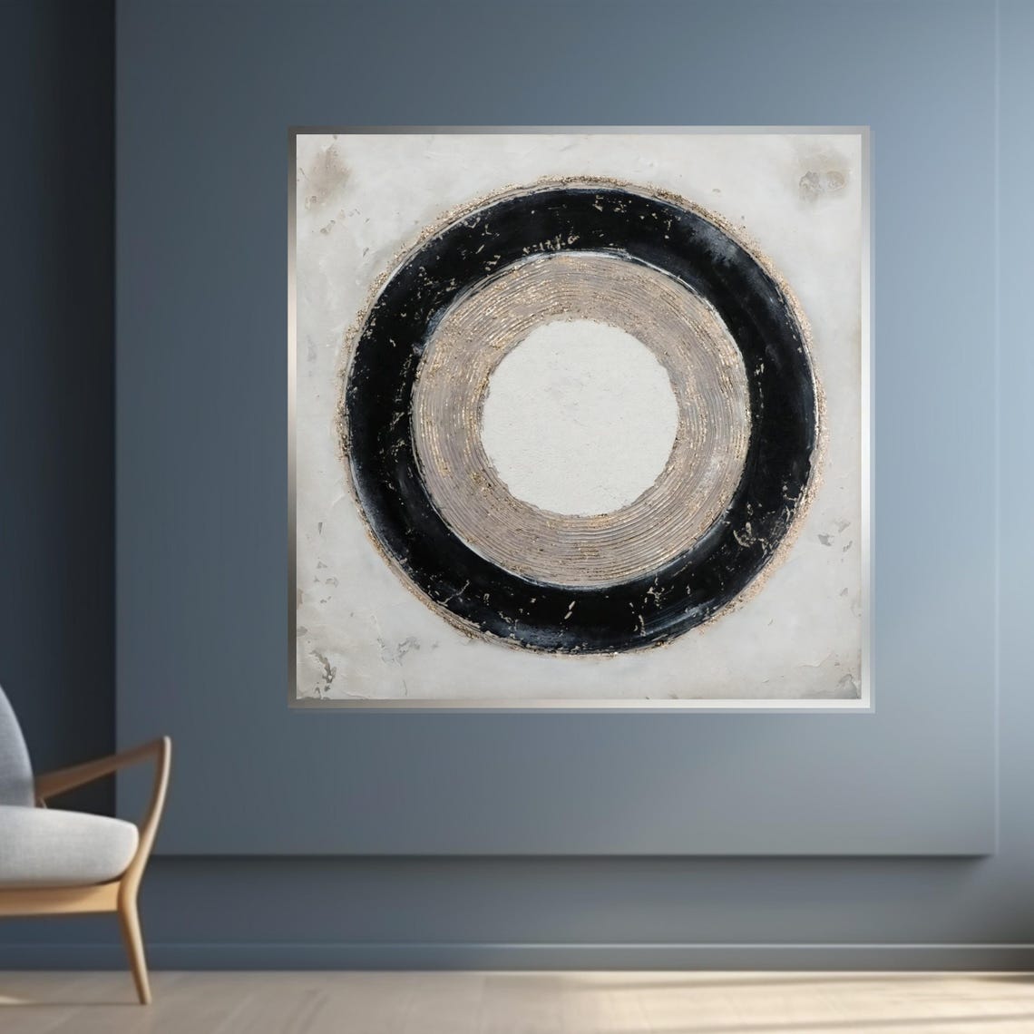 Black Gold Circle Abstract Ring Textured Modern Decorative Poster - Image 4