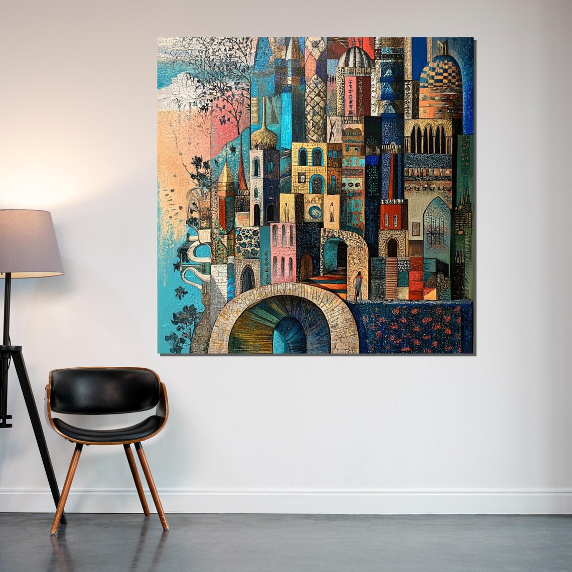 Colorful Fantasy Cityscape Domes And Towers Abstract Skyline Print - Image 2