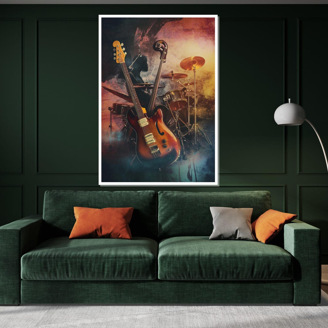 Rock Band Instruments Electric Guitar Drums Live Stage Poster - Image 3