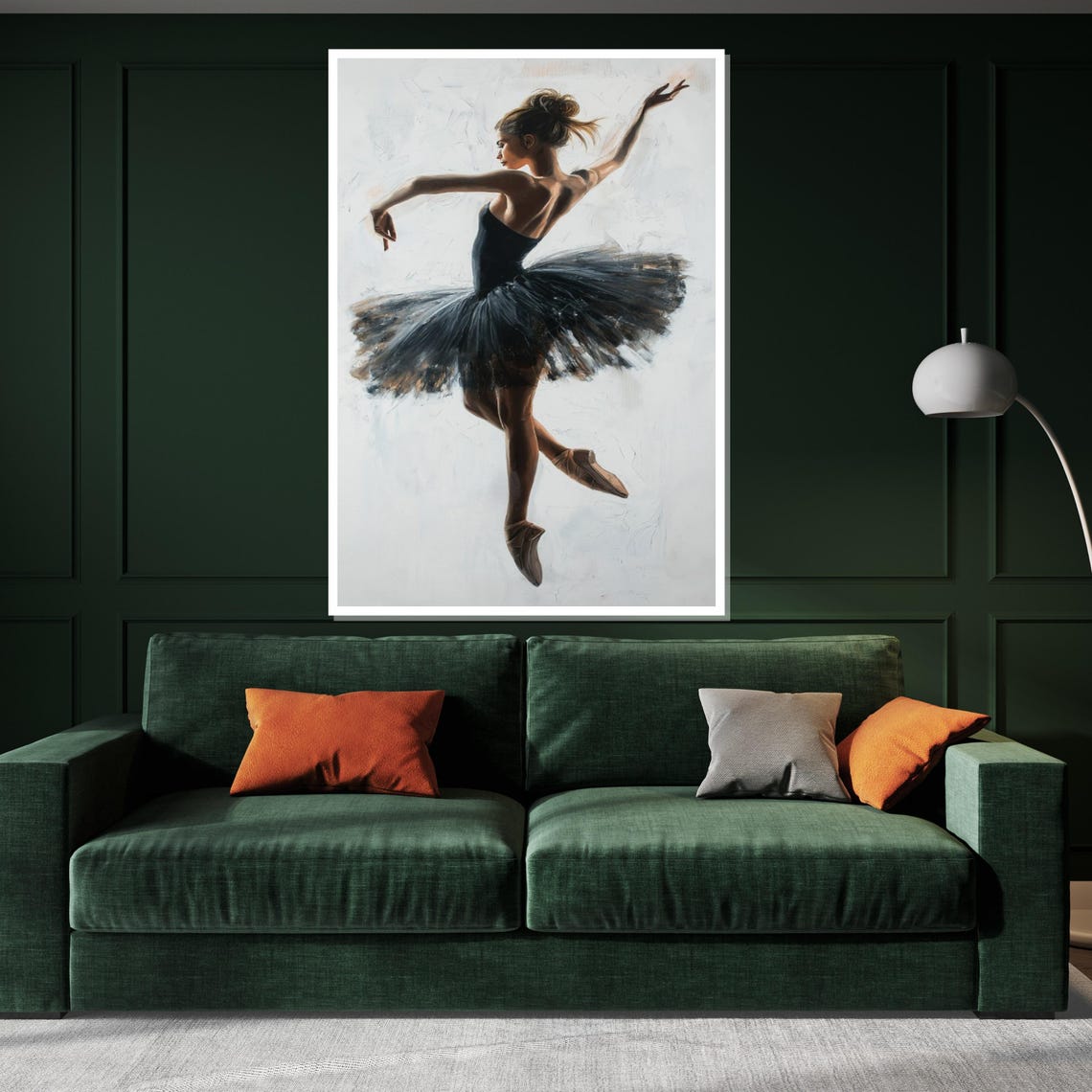 Ballerina Mid Leap in Dark Tutu Elegant Ballet Dance Art Poster - Image 3