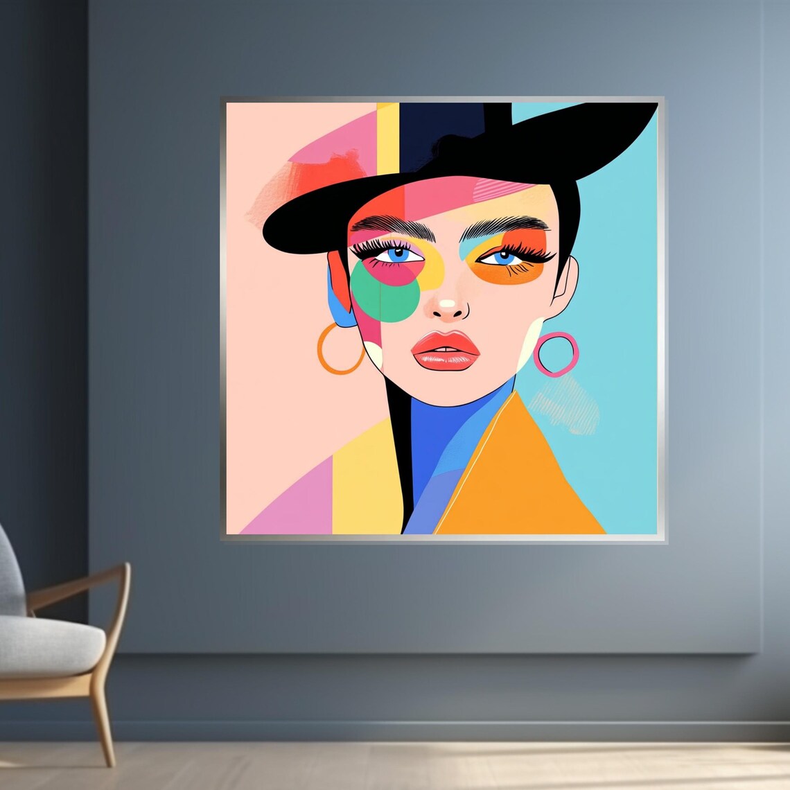 Colorful Geometric Woman Face Bold Modern Pop Art Portrait Poster - Image 4