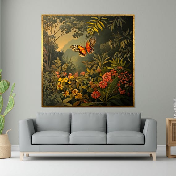 Orange Monarch Art Butterfly Wall Print Nature Wall Art Floral Landscape Wall Art Design Ready To Hang Decoration