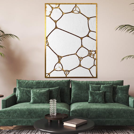 Abstract Gold Network Minimalist Wall Art Geometric Design Modern Wall Art Ready To Hang Decor Graphic Art Piece