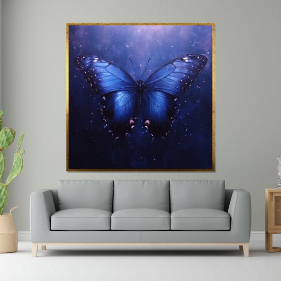 Blue Butterfly Cosmic Butterfly Art Enchanting Wall Art Butterfly Poster Wall Art Design Ready To Hang Decoration