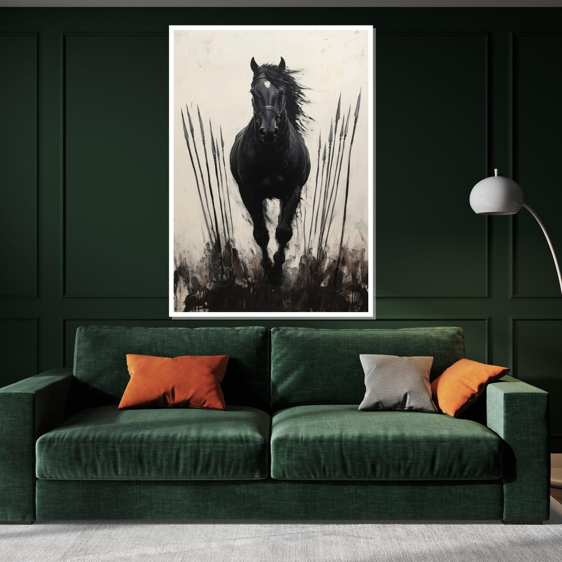 Gallant Black Stallion Charging Dramatic Horse Power Decor Poster - Image 3