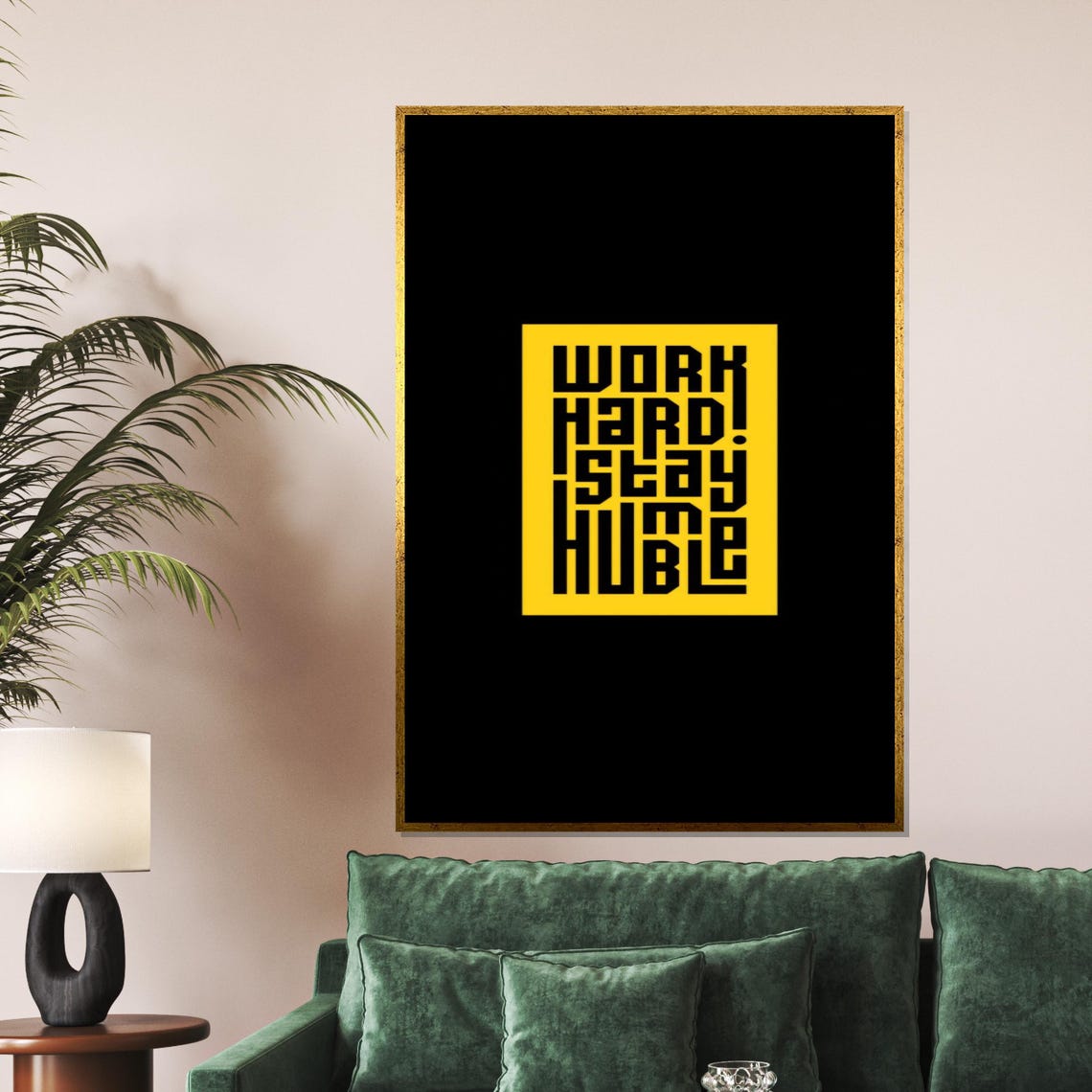Work Hard Stay Humble Black And Yellow Bold Statement Poster - Image 5