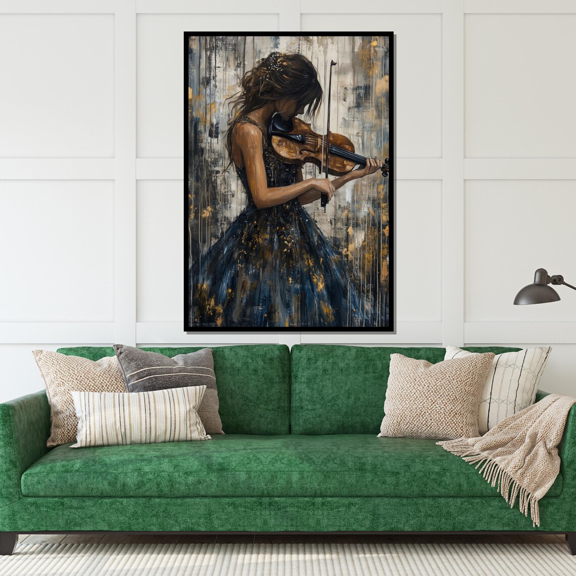 Graceful Woman Playing Violin Elegant Musician Oil Painting Poster - Image 5
