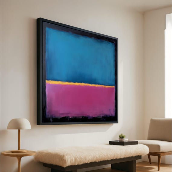 Mark Rothko Inspired Canvas No 22 Abstract Blue And Purple Yellow Accent Color Block Art Modern Wall Decoration Ready To Hang
