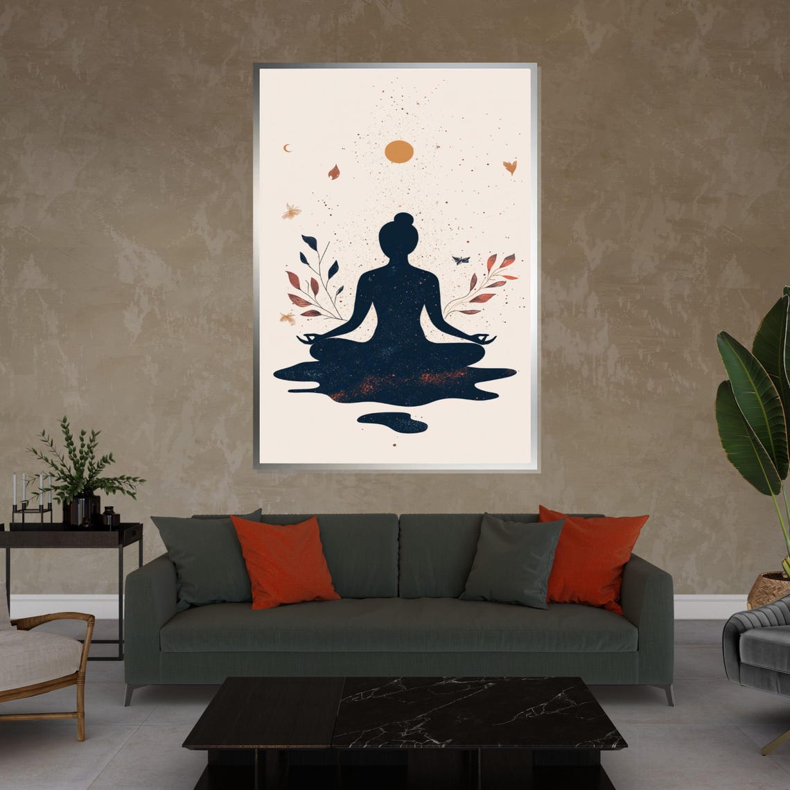 Zen Meditating Woman Botanical Minimalist Serene Boho Yoga Poster - Image 4
