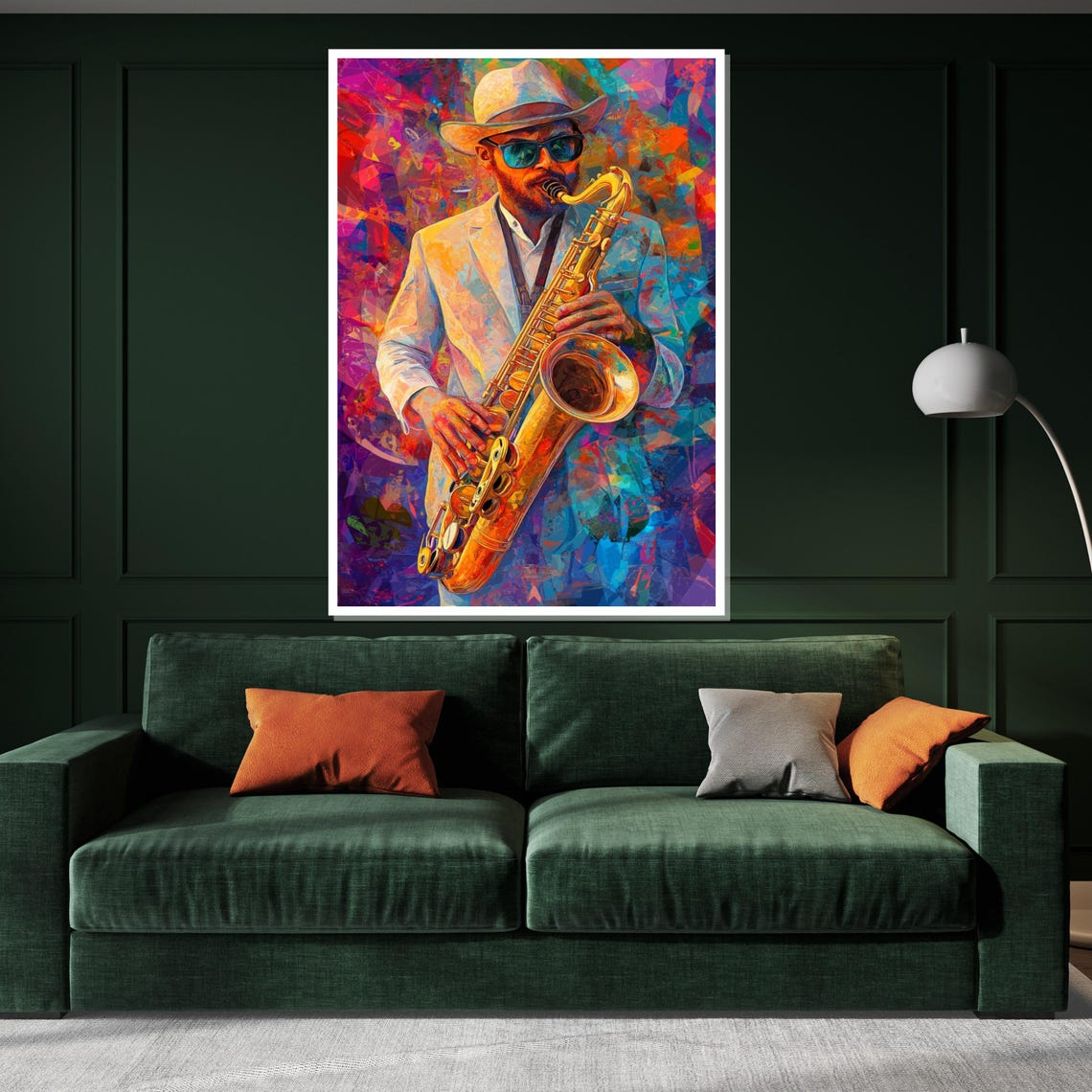 Smiling Saxophone Player White Suit Pop Art Color Burst Poster - Image 3