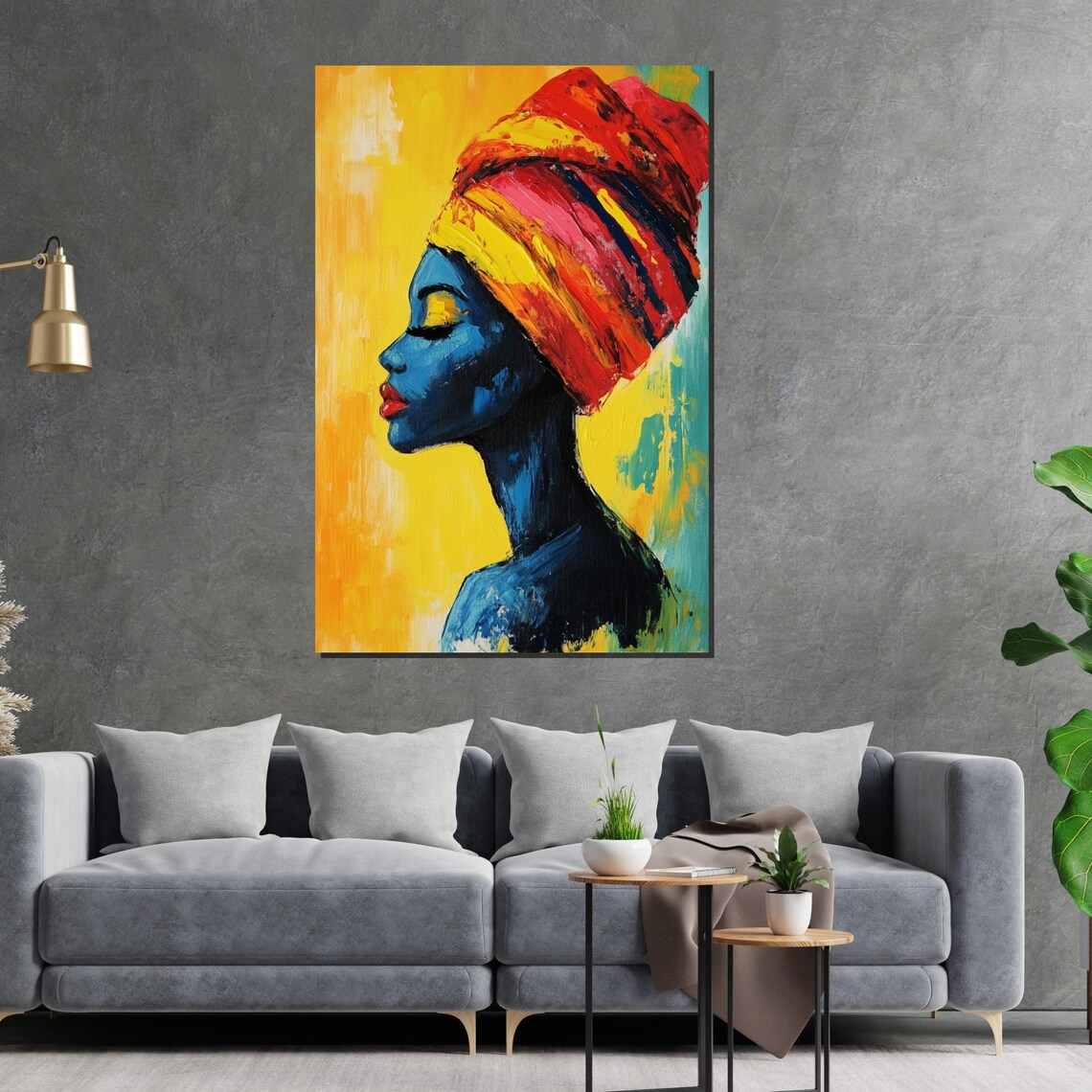 Vibrant Woman Colorful Turban Abstract Profile Beauty Art Poster - Image 2