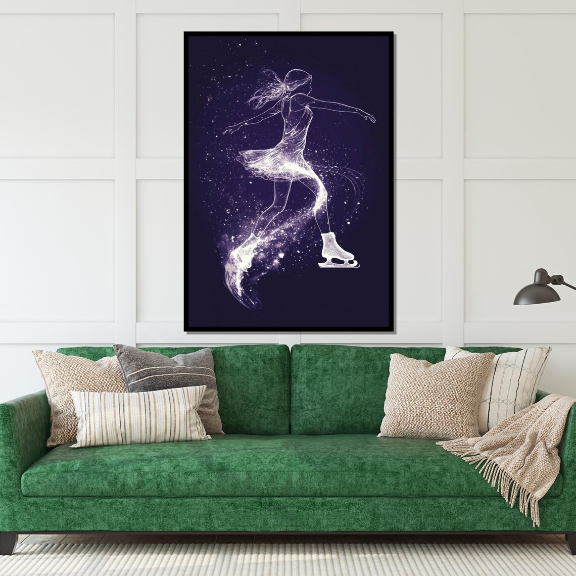 Magical Figure Skater Glowing on Starry Purple Night Art Poster - Image 5