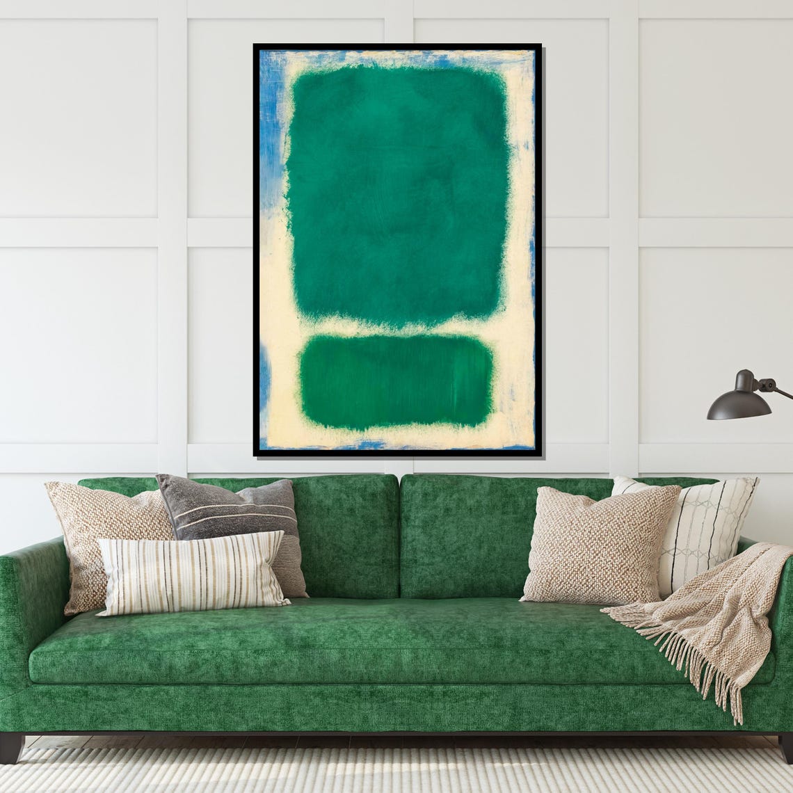 Emerald Green Color Field Abstract on Ivory Modern Art Poster - Image 5