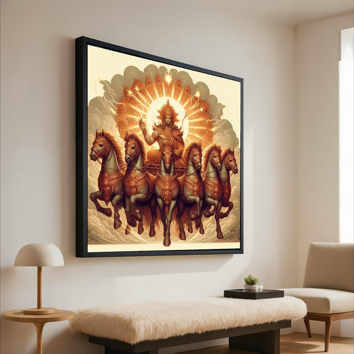 Hindu Sun God Surya Golden Chariot Seven Horses Mythology Poster